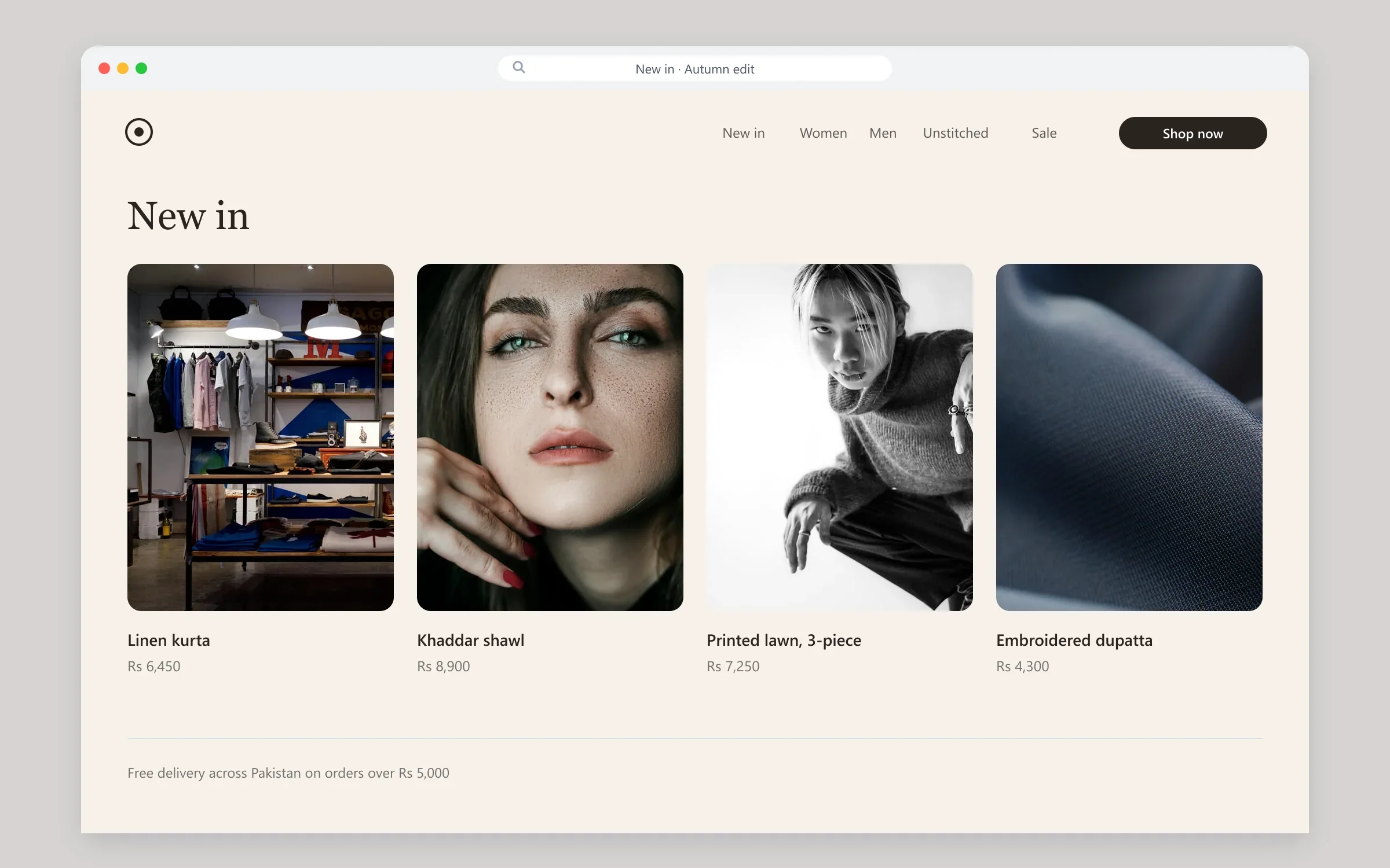 New in page of the website design